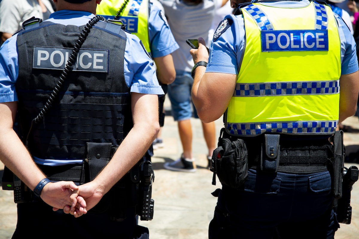 Rear View Of Police